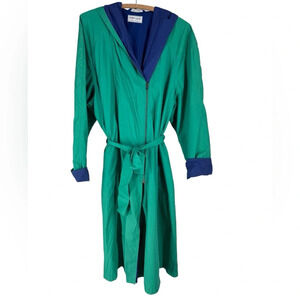 Finn Flare vintage rain coat with belt and large hood US 10 trench